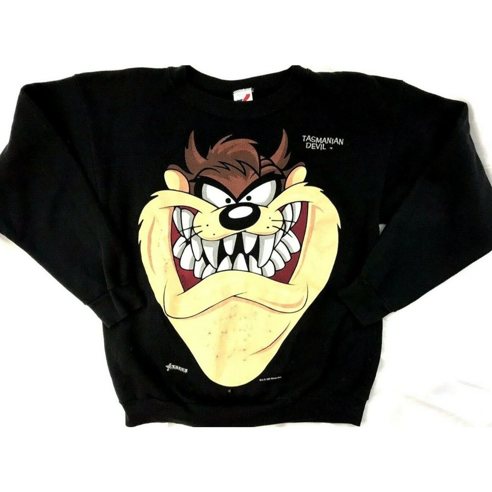 Vintage 1993 Tazmanian Devil XL 90s Sweater Big Face Graphic Tee Looney Tunes
